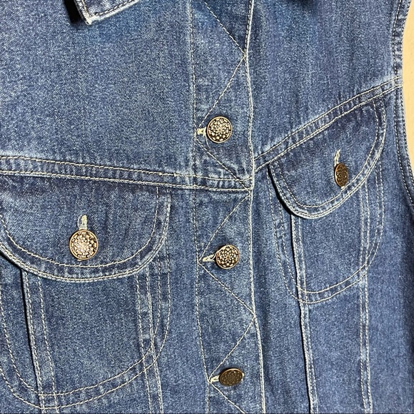Vintage 90s Dark Wash Denim Vest Top - Picture 4 of 5